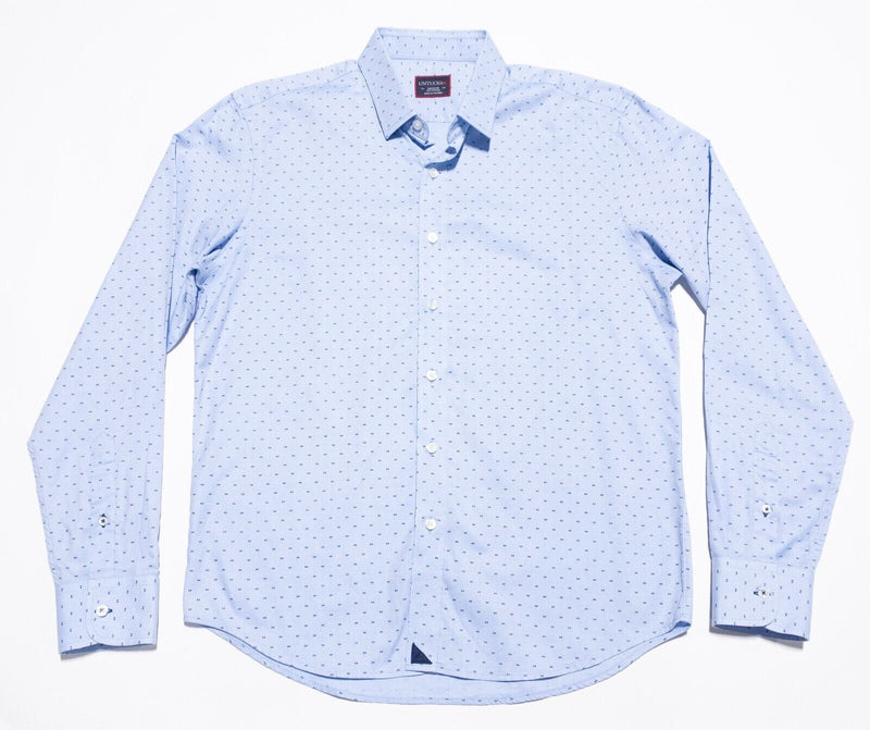 UNTUCKit Shirt Men's Medium Polka Dot Long Sleeve Light Blue Button-Front