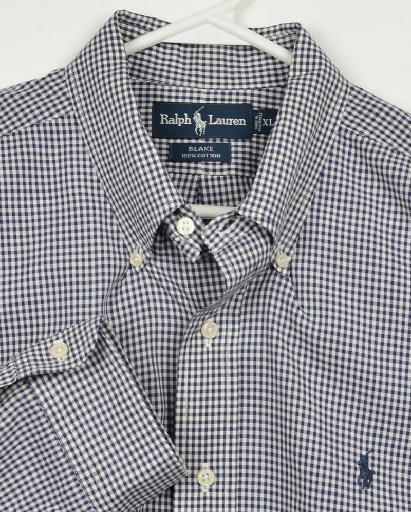 Polo Ralph Lauren Men's XL Blake Navy Blue Check Long Sleeve Button-Down Shirt