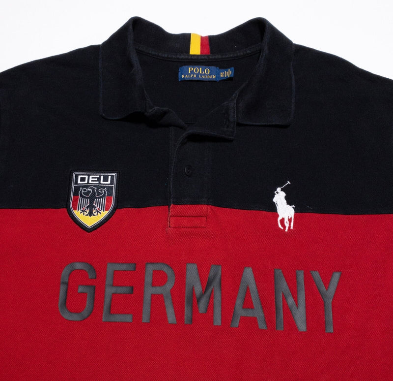 Polo Ralph Lauren Germany Polo Shirt Men's XLT Tall Red Black Colorblock DEU 16