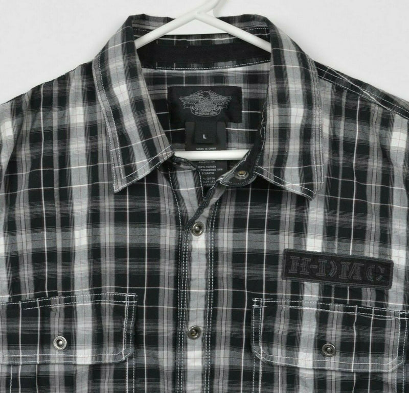 Harley-Davidson Men's Large Snap-Front Black Plaid