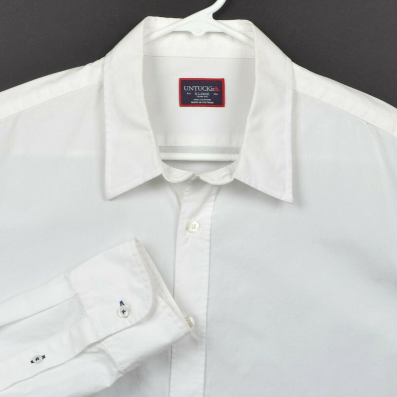 UNTUCKit Men's Sz XL Slim Fit Solid White Button-Front Shirt