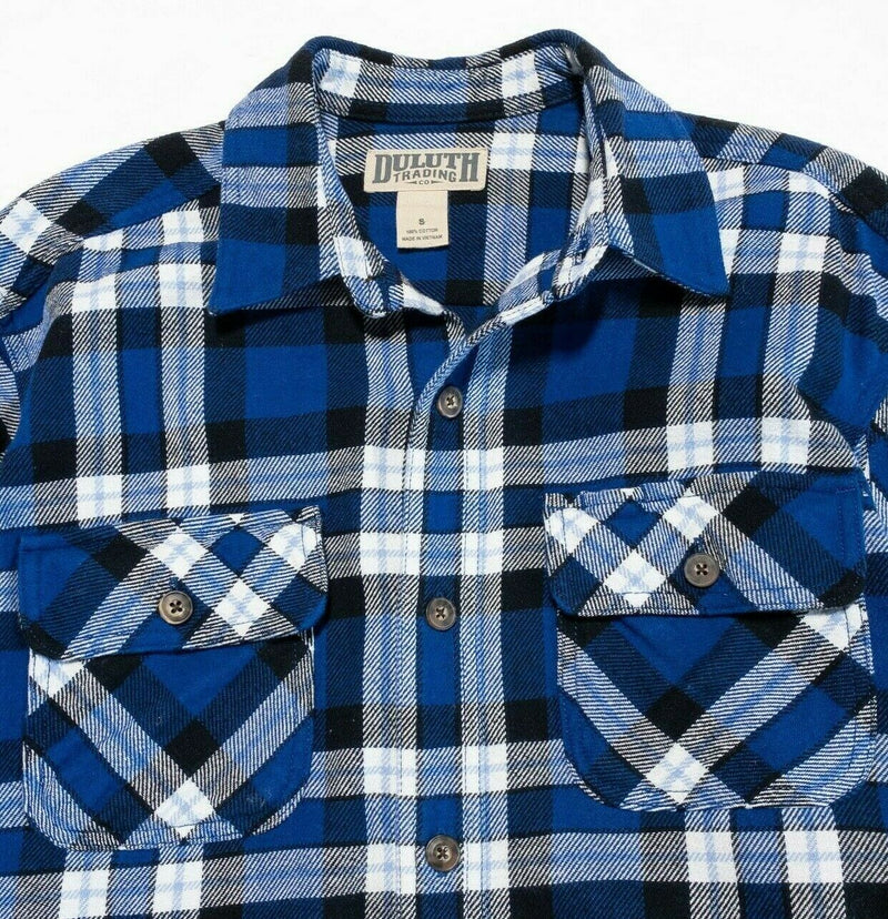 Duluth Trading Co. Men's Burlyweight Flannel Shirt Heavy Blue Plaid Men's Small
