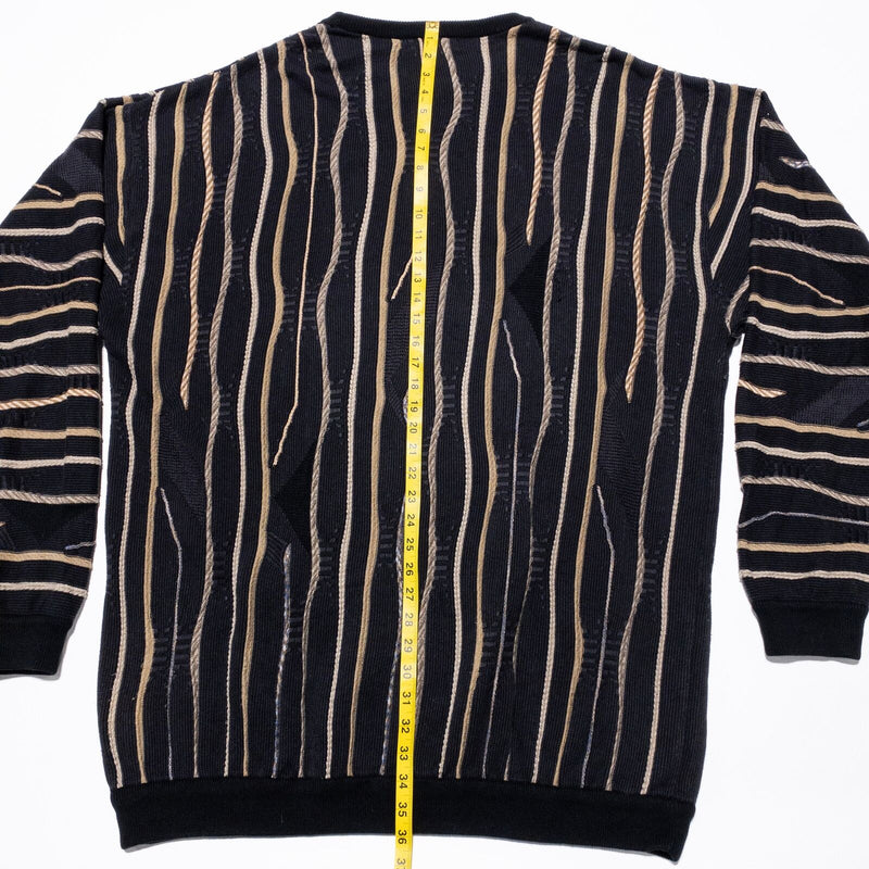 Vintage Pronto Uomo Sweater Men's 2XLT Textured Coogi Coosby 3D Knit 90s Stripe