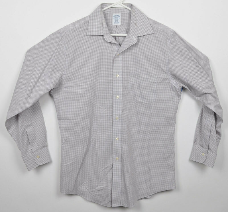 Brooks Brothers Men's 15.5-33 White Plaid Check Non-Iron Regent Dress Shirt