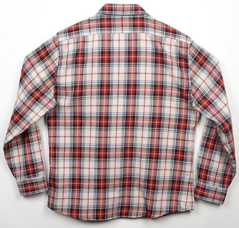 The Normal Brand Men's XL Flannel Rayon Blend Red Cream Plaid Button-Front Shirt