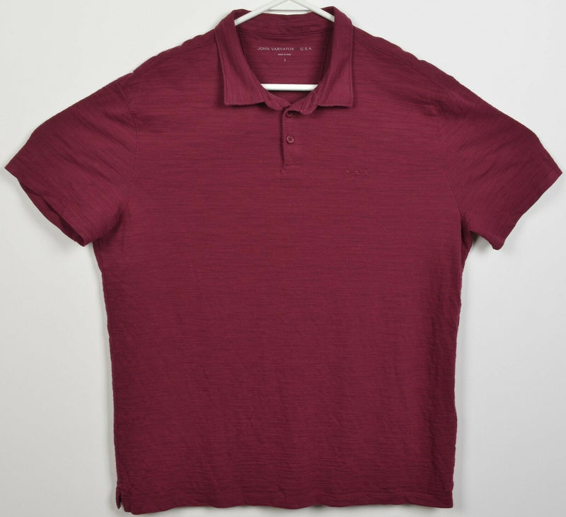 John Varvatos USA Men's Large Maroon Red Three Stars Embroidered Polo Shirt