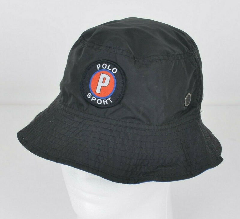 Vtg 90s Polo Sport Ralph Lauren Men's Sz Medium Black Logo Spell Out Bucket Hat