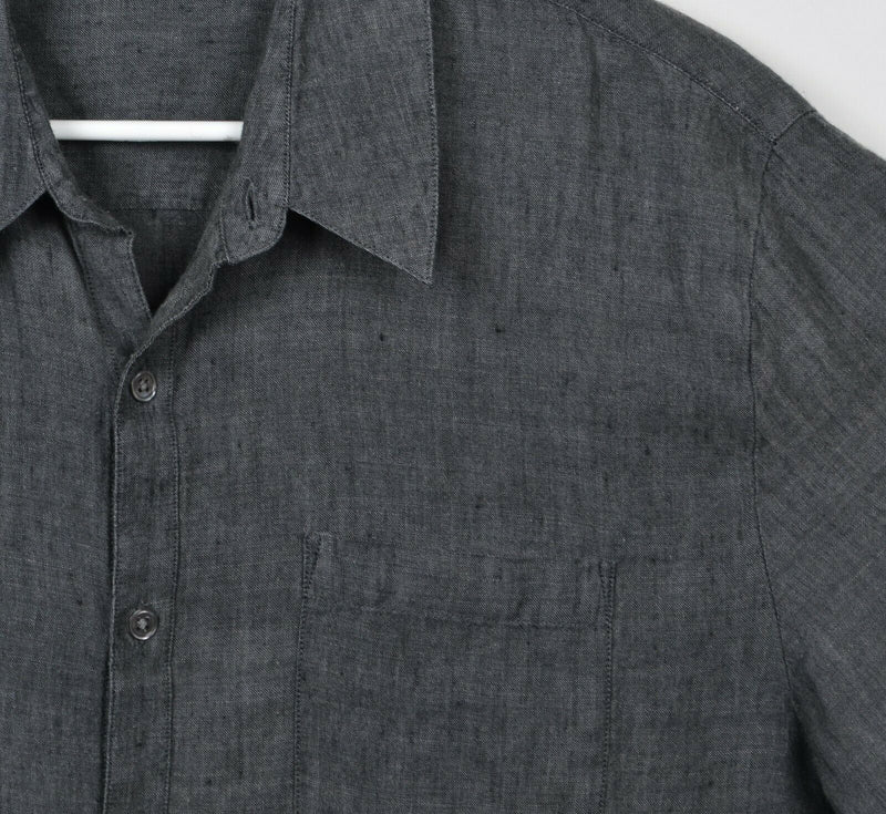 James Perse Men's Sz 3 Large 100% Linen Gray Long Sleeve Button-Front Shirt