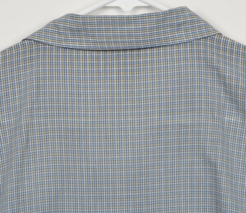 Patagonia Men's Sz XL Blue Yellow Plaid Check Short Sleeve Button-Front Shirt
