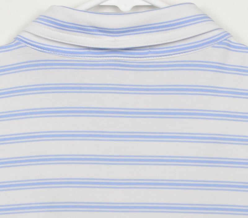 Johnnie-O Men's Sz XL Blue White Striped Surfer Pima Cotton Poly Golf Polo Shirt