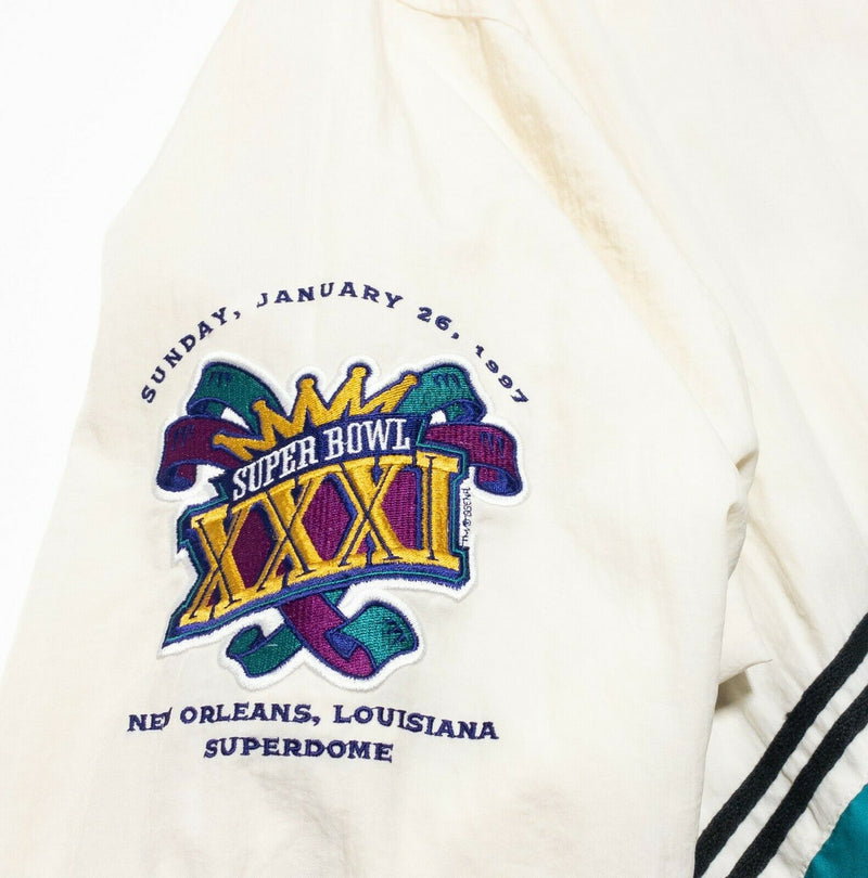 Super Bowl XXXI 1997 Packers Logo Athletic Vintage Windbreaker Jacket Men Large