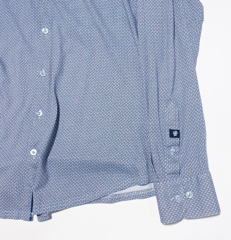 Stone Rose Shirt 5 (XL) Men's Long Sleeve Blue Geometric Button-Front Stretch