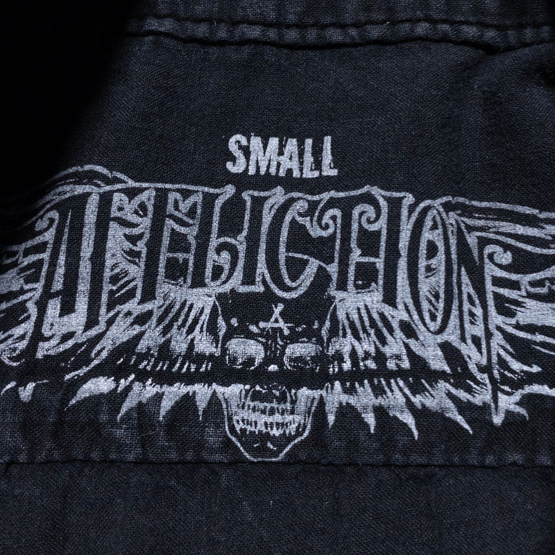 Affliction Shirt Men's Small Long Sleeve Button-Up Vintage Y2K Black Gray Skull