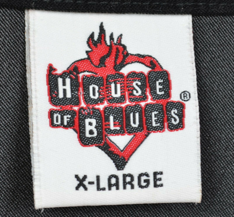 House of Blues Men's XL Velvet Black Embroidered Heart Logo Rock Camp Shirt