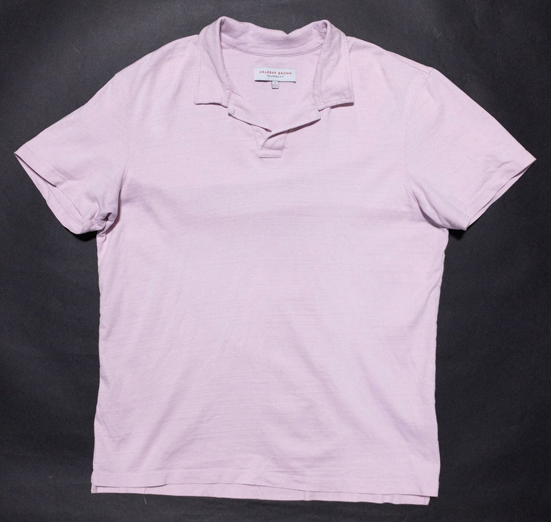 Orlebar Brown Polo Shirt Men's XL Tailored Fit Solid Light Pink Short Sleeve