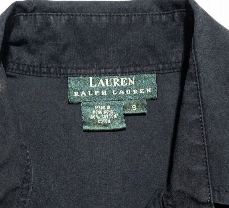 Lauren Ralph Lauren Pearl Snap Women's Small Shirt Solid Black Western