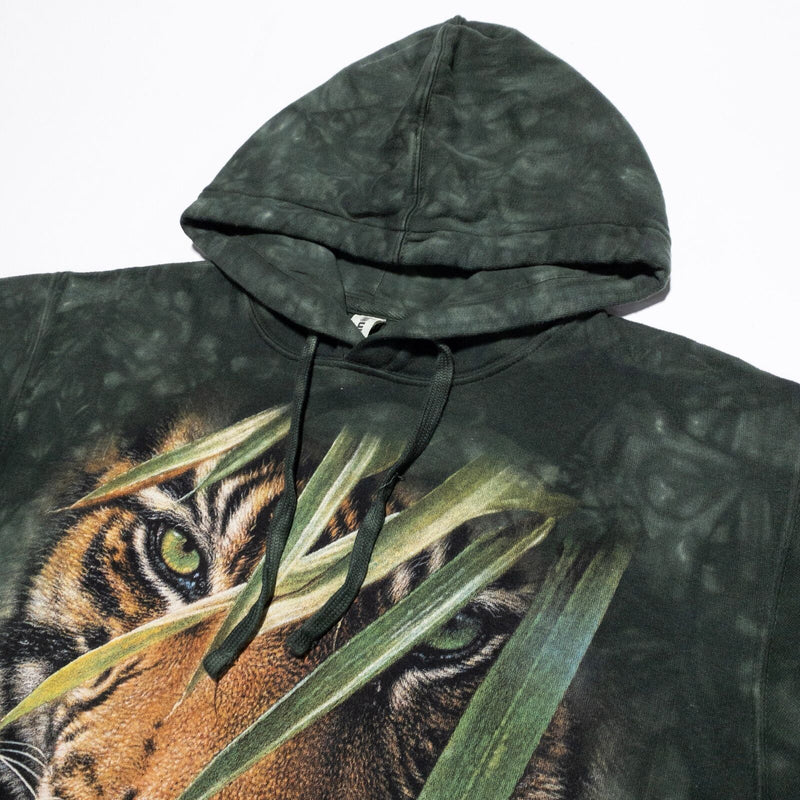 The Mountain Tiger Hoodie Men's Medium Pullover Sweatshirt Green AOP All Over