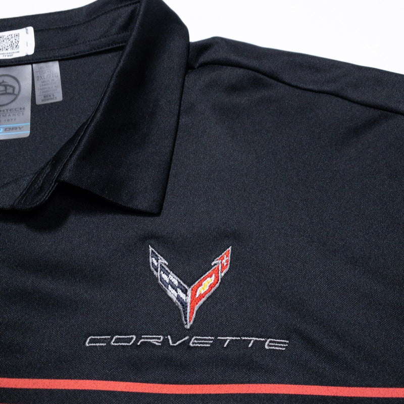 Corvette Polo Shirt XXL Men's Stormtech Golf Shirt Black Red Striped Wicking 2XL