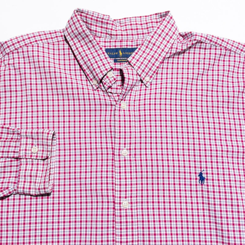 Polo Ralph Lauren Performance Shirt Men 2XLT Tall Nylon Wicking Button-Down Pink