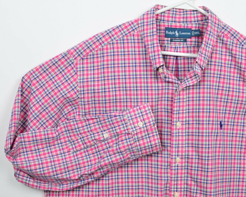 Polo Ralph Lauren Men's 2XL Classic Fit Pink Plaid Long Sleeve Button-Down Shirt