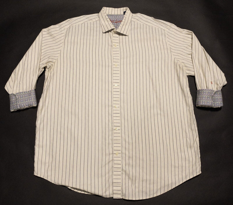 Robert Graham 3XL Big Men's Shirt Flip Cuff Long Sleeve Cream Striped Party Fun