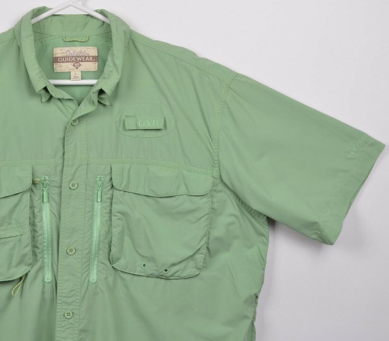 Cabela's Guidewear Men's Large Vented Green UPF 40 Nylon Fishing GX II Shirt