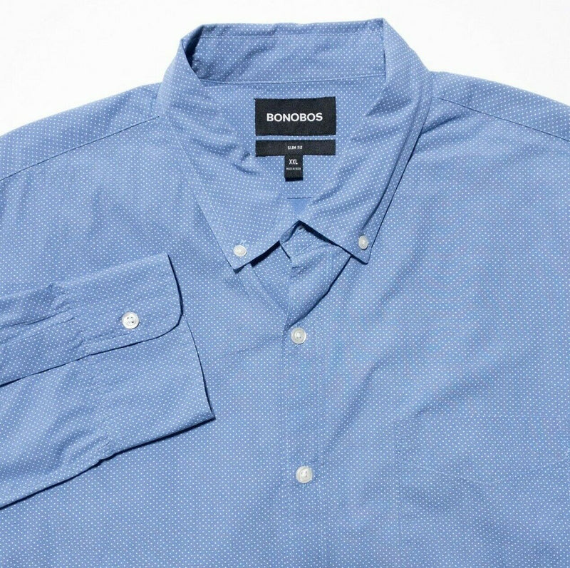 Bonobos Polka Dot Shirt Men's 2XL Slim Fit Button-Down Casual Blue
