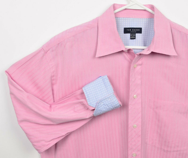 Ted Baker London Men's 16.5-34/35 Flip Cuff Pink Button-Front Dress Shirt