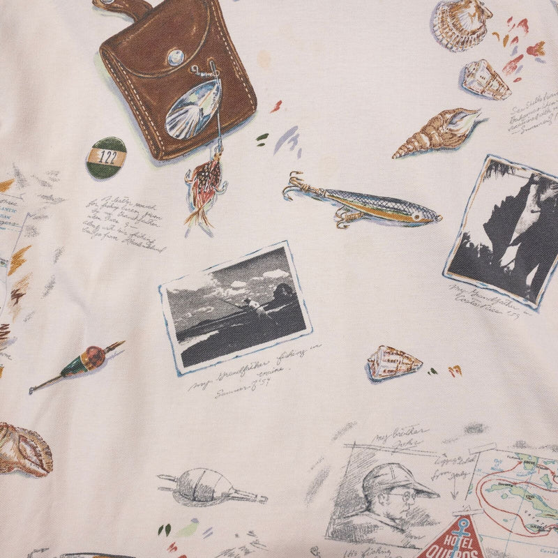 Polo Ralph Lauren Fish Shirt Men's 2XL Vintage 90s Collage Print Travel Sailing