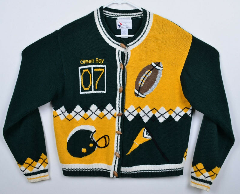Green Bay Packers Women's Large Christopher & Banks Football Cardigan Sweater