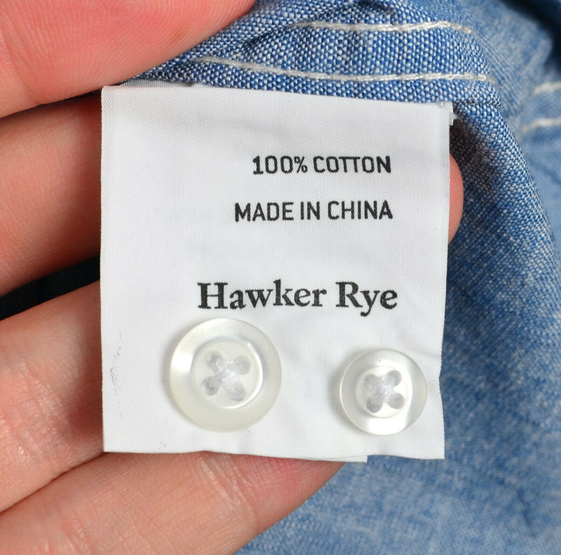 Hawker Rye Stitch Fix Men's Large Slim Blue Chambray One Pocket Button Shirt