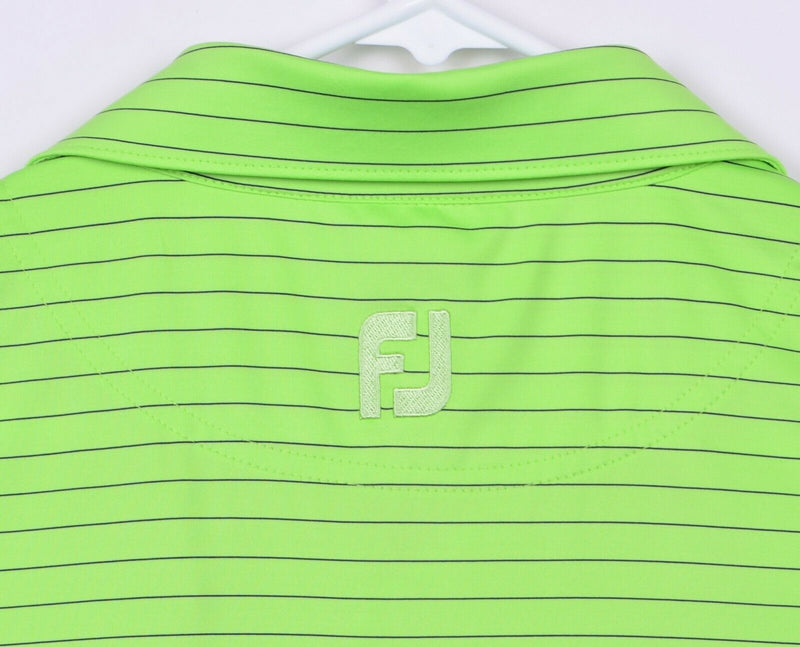FootJoy Men's Sz XL Lime Green Striped FJ Performance Golf Polo Shirt