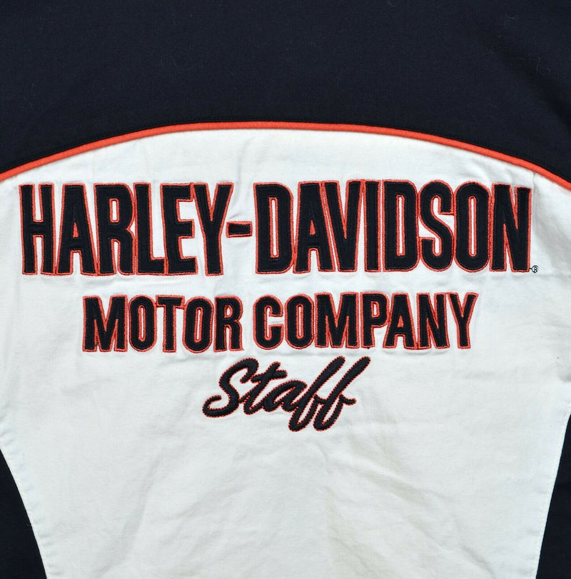 Harley-Davidson Women's Large Staff Employee White Black Orange Snap-Front Shirt