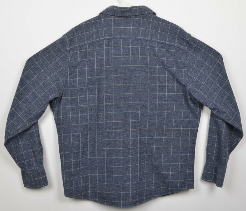 UNTUCKit Men's Large Navy Blue Plaid Casual Button-Front Flannel Shirt