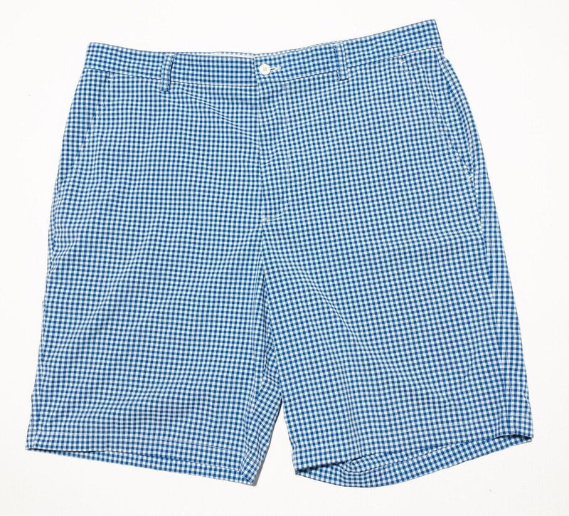 FootJoy Shorts 38 Men's Golf Performance Blue White Check Polyester Wicking Zip