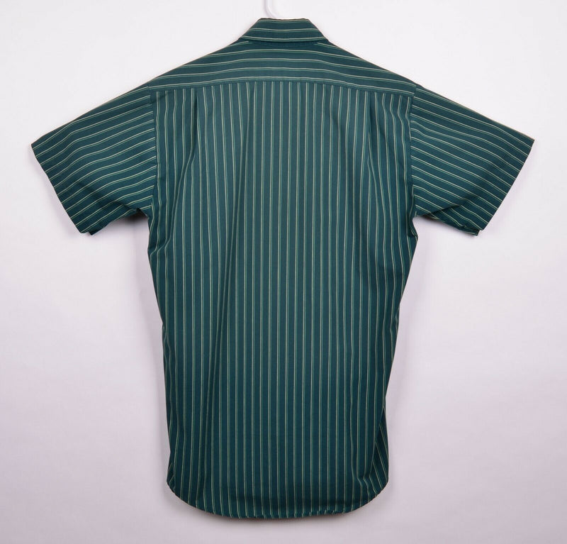 Vtg John Deere Men's Sz Small Snap Green Striped Dealer Protexall Uniform Shirt