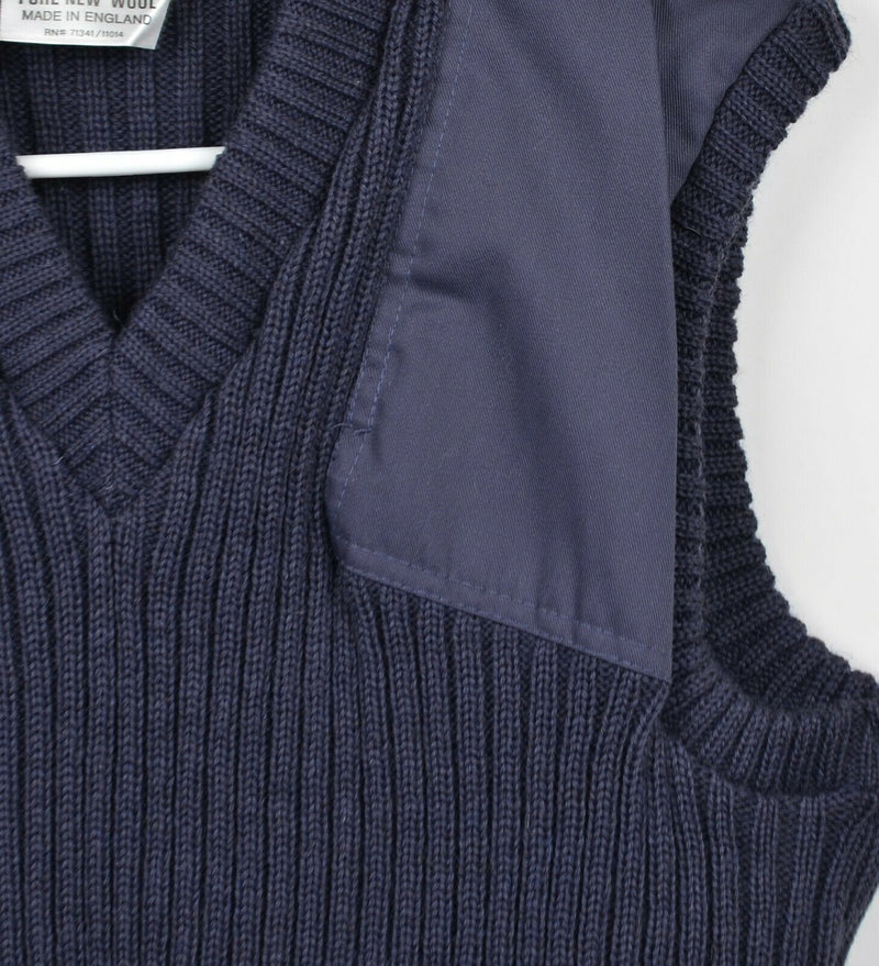 Vintage LL Bean Men's XL? Wool Navy Blue Padded Shooting England Sweater Vest