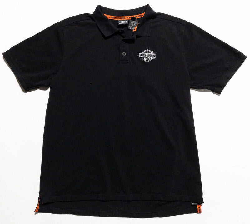 Harley-Davidson Polo Shirt Men's XL Solid Black Bar Shield Logo Short Sleeve