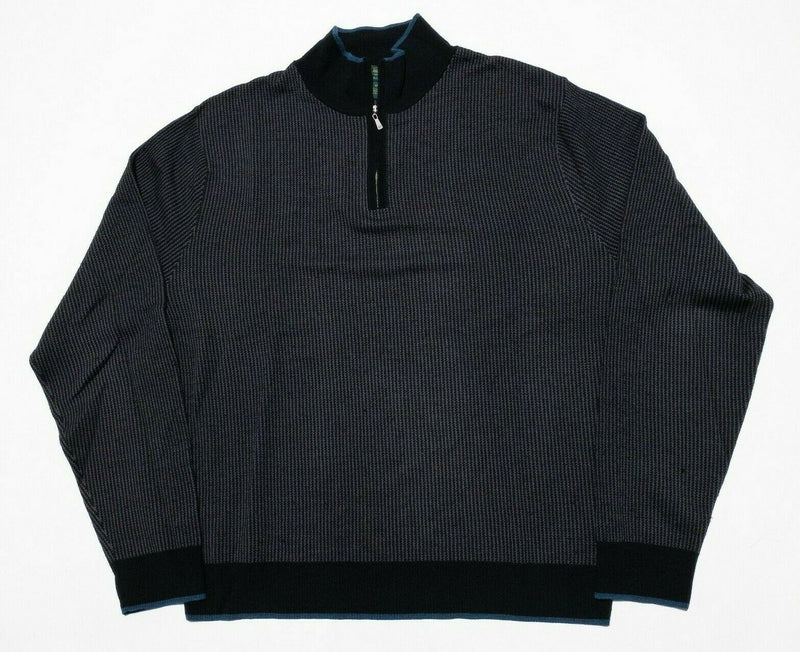 Brooks Brothers St. Andrew's Links Men's XL Saxxon Wool Black 1/4 Zip Sweater