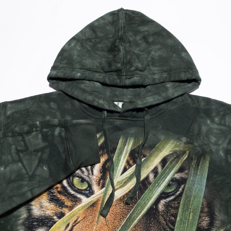 The Mountain Tiger Hoodie Men's Medium Pullover Sweatshirt Green AOP All Over