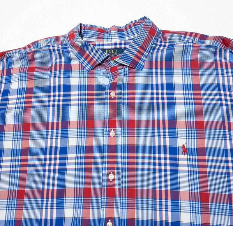 Polo Ralph Lauren 3XB Long Sleeve Shirt Men Stretch Blue Red Plaid Button-Front