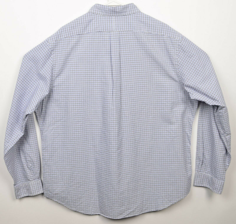Polo Ralph Lauren Men's 2XL White Blue Plaid Pony Long Sleeve Button-Down Shirt