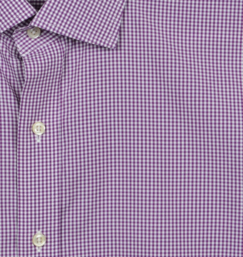 Polo Ralph Lauren Men's 18 36/37 Easy Care Purple Gingham Check Dress Shirt