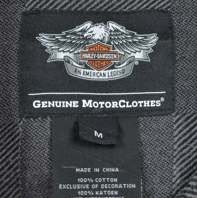 Harley-Davidson Men's Medium Gray Checkerboard Biker Garage Flannel Shirt