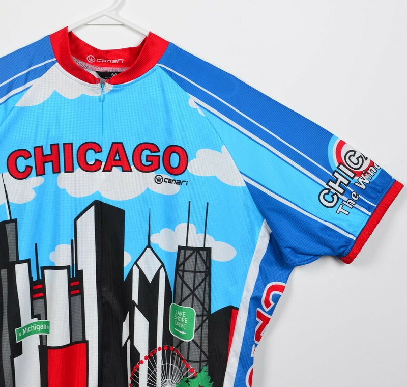 Canari Men's 2XL Chicago Windy City Blue Skyline City Half-Zip Cycling Jersey