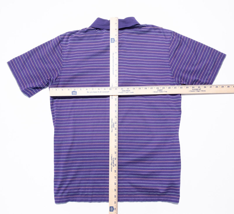 Peter Millar Polo Shirt Men's Large Purple Striped Erin Hills Golf Shamrock