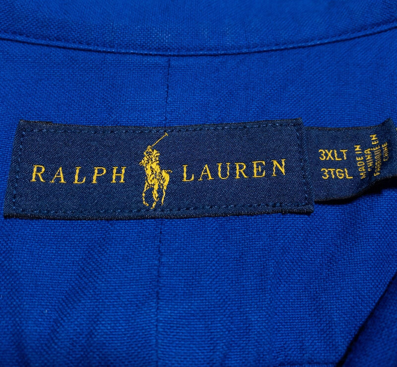 Polo Ralph Lauren 3XLT Shirt Men's Button-Down Solid Royal Blue 3XL Tall Logo