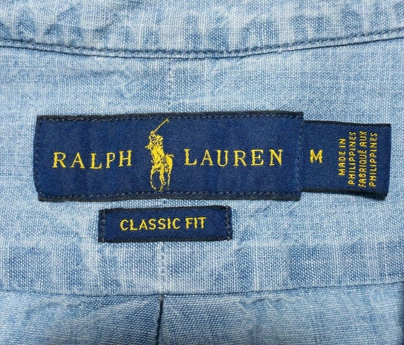 Polo Ralph Lauren Chambray Shirt Medium Classic Men's Indigo Blue Denim 90s