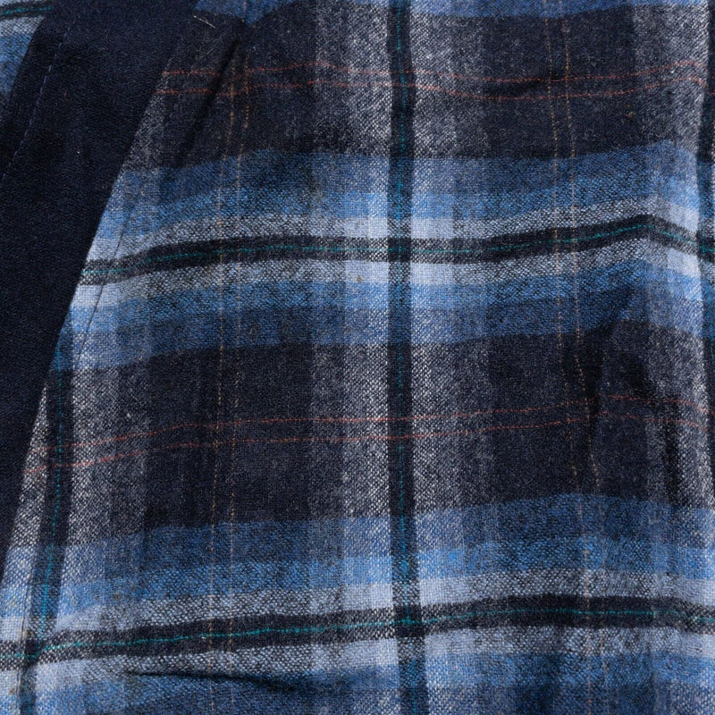Vintage Pendleton Cardigan Sweater Men's 2XL Wool Plaid Blue 80s USA V-Neck Hole