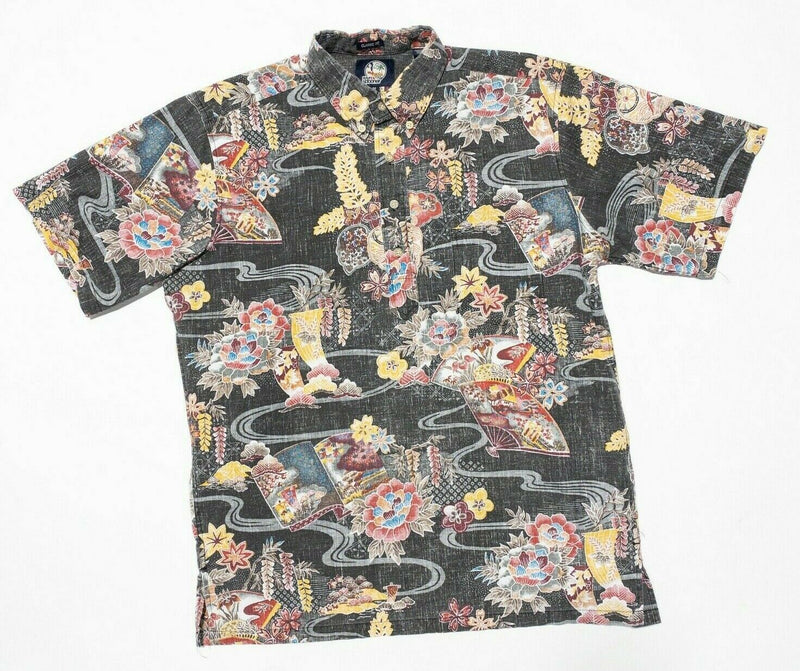 Reyn Spooner Medium Hawaiian Shirt Popover Reverse Print Floral Oriental